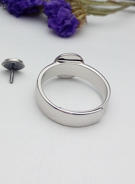 s925纯银镀白金复古随形戒指托