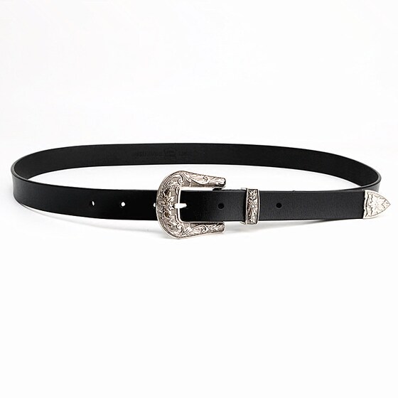 Star's same style simple retro style carved leather belt