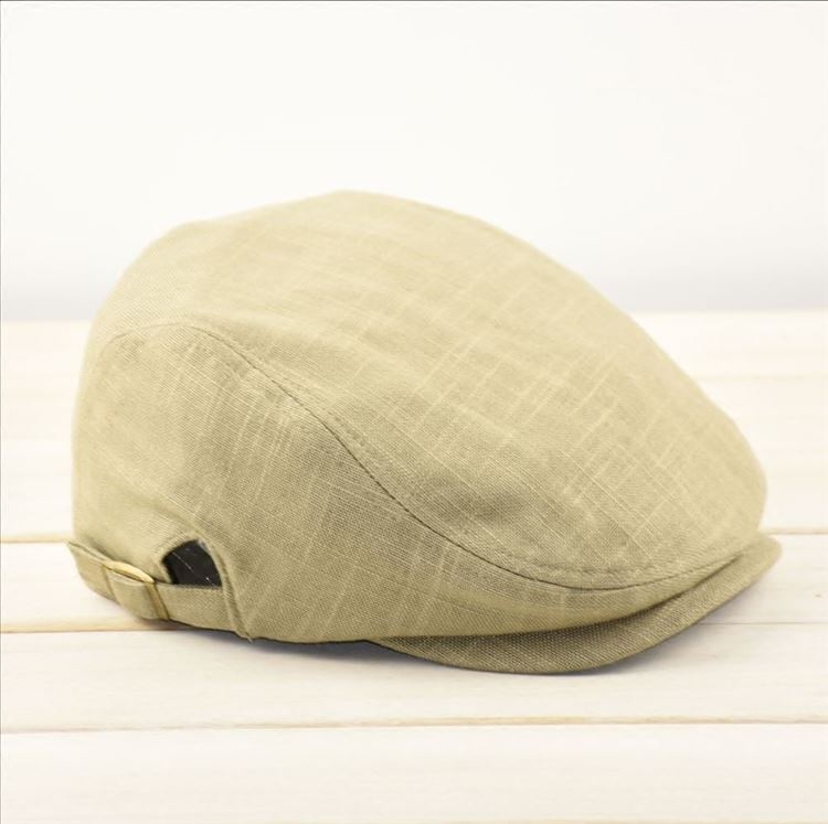 精品亚麻鸭舌帽英伦风男士帽子休闲时尚贝雷帽百搭纯色导演帽 - 图1