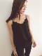 0Black Double Layer Chiffon Neck Adjustable Tank Top
