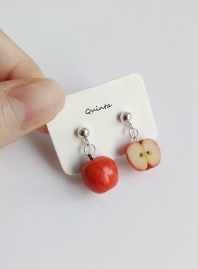 quinta软陶手作切开的仿真银耳环