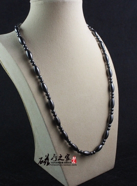 磁疗黑胆石磁性磁石加送父母项链