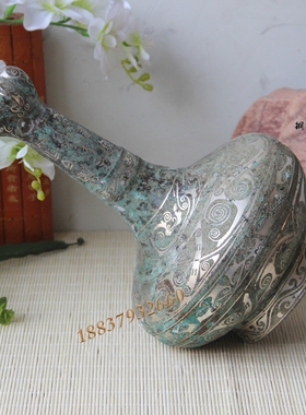 工艺蒜头瓶影视道具仿古青铜器