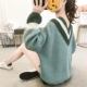 Áo len cổ chữ V nữ cổ nhỏ mới 2019 thu đông mới phiên bản Hàn Quốc của áo len tay áo cánh hoa - Đan Cardigan