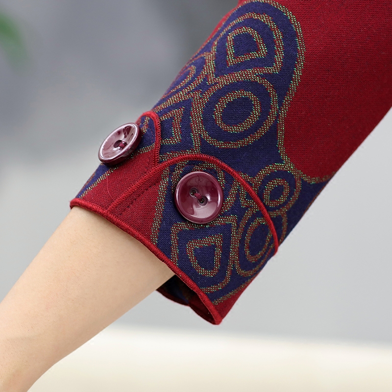 发财花旗舰店中年妈妈装春装外套中老年人女装春秋奶奶印花九分袖上衣老人衣服2