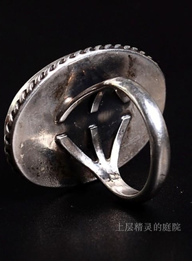 庭院自然风欧洲多色玛瑙老银戒指