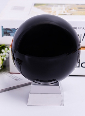黑水晶球客厅装饰品办公室摆件
