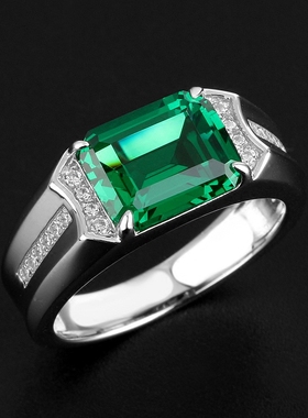 精工轻奢高级戒指男纯银镀白金