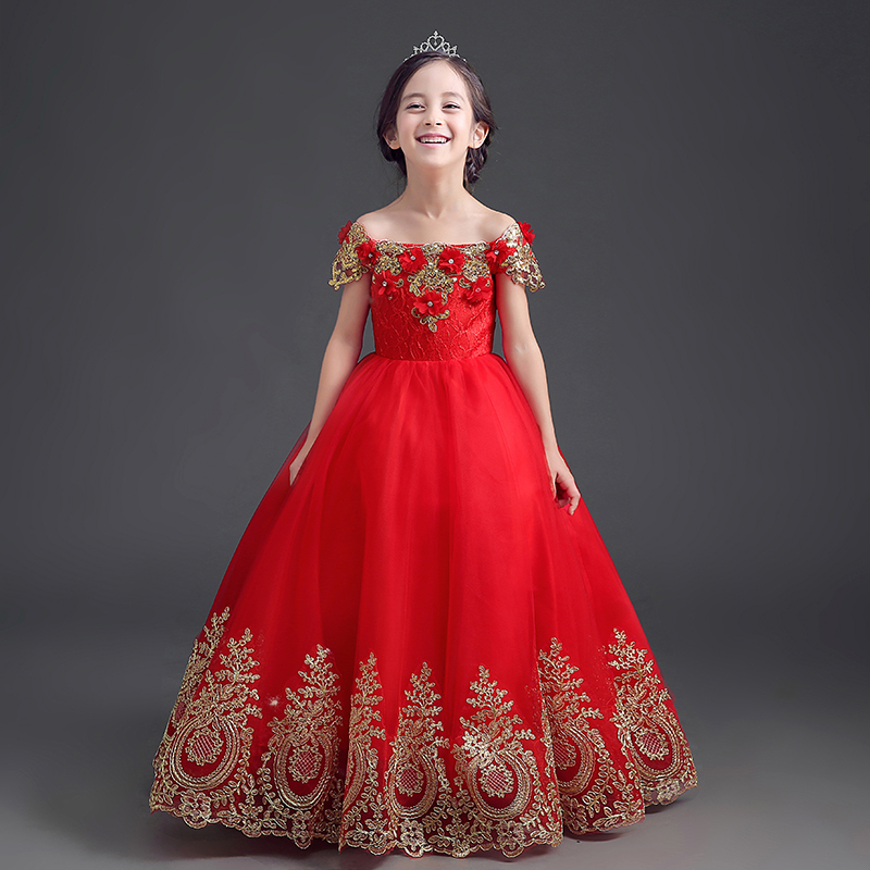 兒童禮服蓬蓬演出服花童春女童婚紗童裝公主裙鋼琴紗裙生日晚禮服