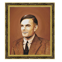 Decorative Solid Wood With Frame Painting World Celebrity Book House Bookplate Hanging Painting Computer Logic Founder Alan Turing 2