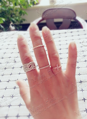 韩国时尚风微镶满钻18K金戒指