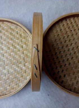 手工竹编竹制品竹匾无孔竹筛子晾晒圆簸箕样品盘茶叶签盘爆亏包邮