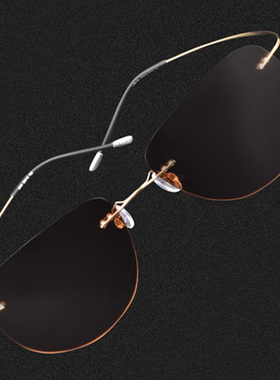 墨镜无框近视眼睛方形纯钛偏光镜