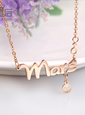 韩国锁骨链玫瑰金吊坠女轻奢小众