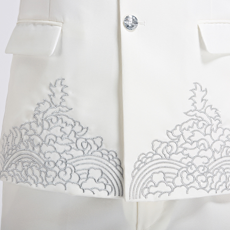 刺绣中山装套装男士中华立领礼服 绮婳民族服装