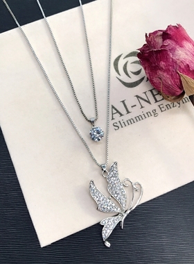 日韩风双层镶钻长款挂件雪花吊坠