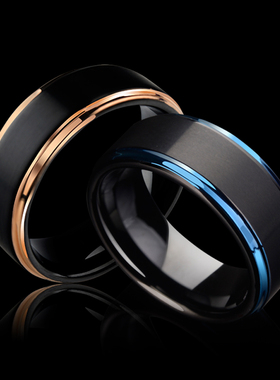 飒雅男士戒指钨金电ol商务男戒