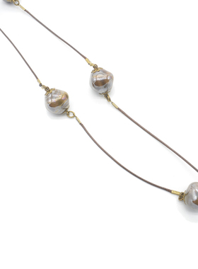 长款手工咖啡色毛衣项链