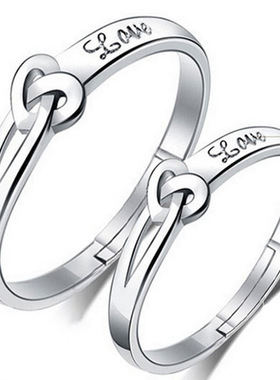 S925银情侣戒指男女指环对戒批发