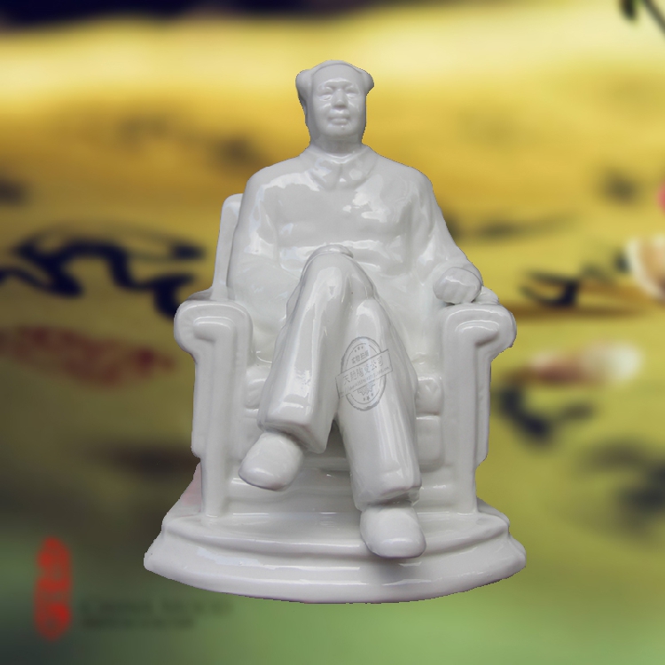景德鎮陶瓷 陶瓷雕塑毛澤東創意禮品家居飾品擺件 小座椅毛主席像