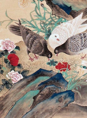 新中式风竖版有框玄关装饰画