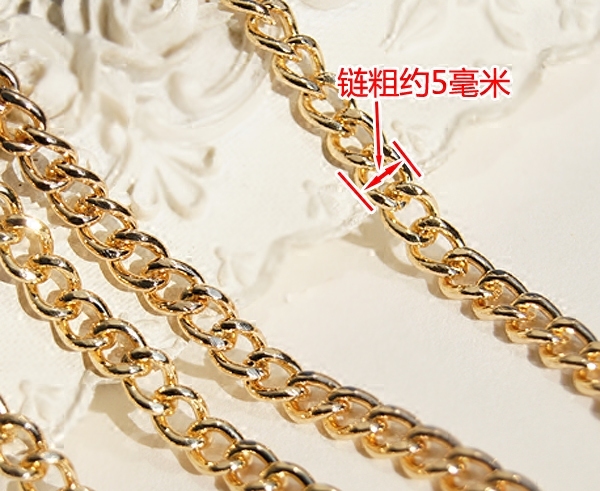 diy 高品质金属链浅金色 5毫米宽 细链  配件饰品链条 装饰链,淘宝优惠券,粉丝福利购,淘宝优惠卷