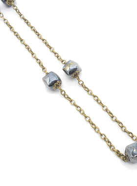 长款黑色陶瓷手工毛衣项链