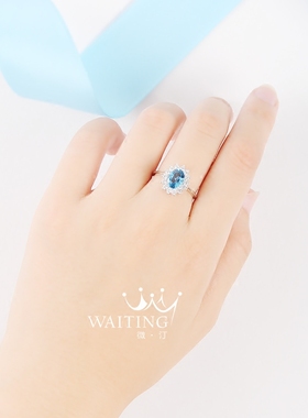 戴安娜之恋纯银伦敦蓝托帕石戒指