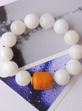 冰种黄色蜜蜡水晶手链包邮