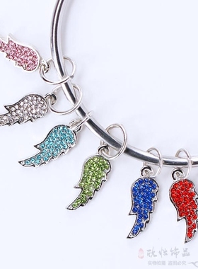 diy饰品配件天使翅膀大孔珠吊坠