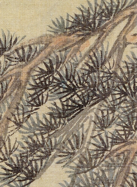王时敏云峰树色图高清国画山水临摹彩色画稿四王山水画稿工笔山水