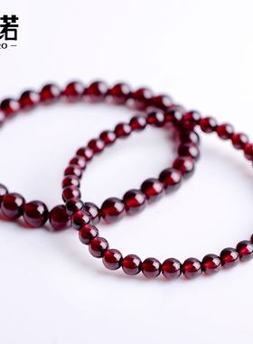酒红石榴石单圈水晶本命年手串