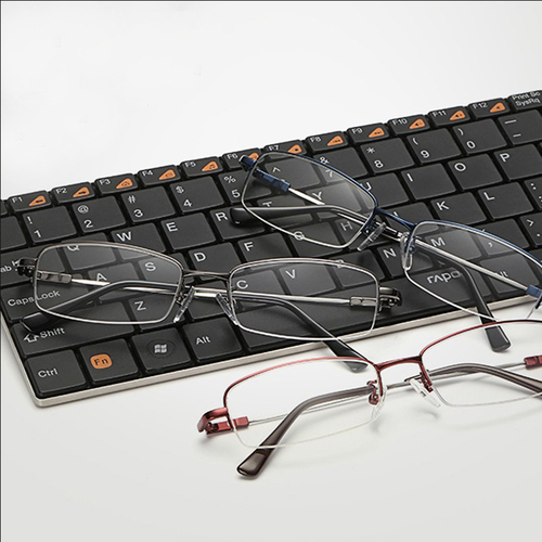 欧斯迈记忆半框近视眼镜商务学生男女同款成品镜防辐射钛合金超轻