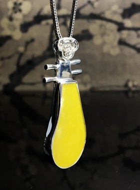 旗袍挂件纯银汉服民族风古瓷片