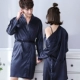 Cặp vợ chồng ngủ mùa hè mỏng phần băng lụa áo choàng tắm nữ gợi cảm áo choàng khách sạn Nhật Bản thanh niên nam đồ ngủ lụa - Night Robe