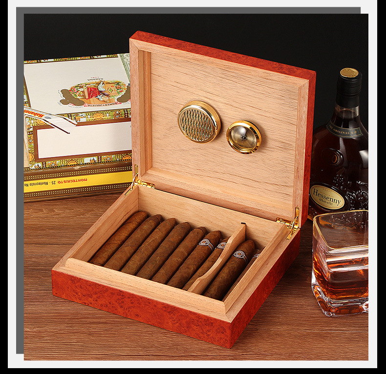 推荐Cigar box cedar wood portable Cigar humidor cigarette ca - 图3