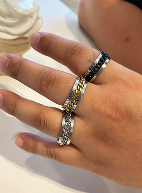 网红大码戒指男大号胖子超大可转动链条开啤酒瓶加肥加大食指指环