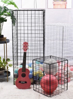 黑色加粗铁d艺网格立方体橱窗展示架海洋球铁网格柱餐厅奶茶店装