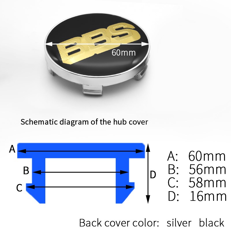 *BBS logo 4pcs 56mm and 60mm emblem Wheel Center Hub Caps Ba - 图1