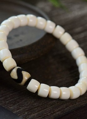 猛犸度母手串冰料果冻料猛犸情侣款乳白色手链生日礼物国风宝宝佛