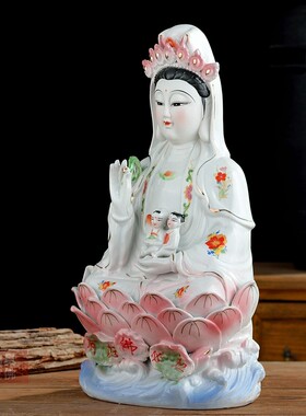 送子观音菩萨陶瓷佛像音胎龙凤件观音菩萨佛像观世摆菩萨