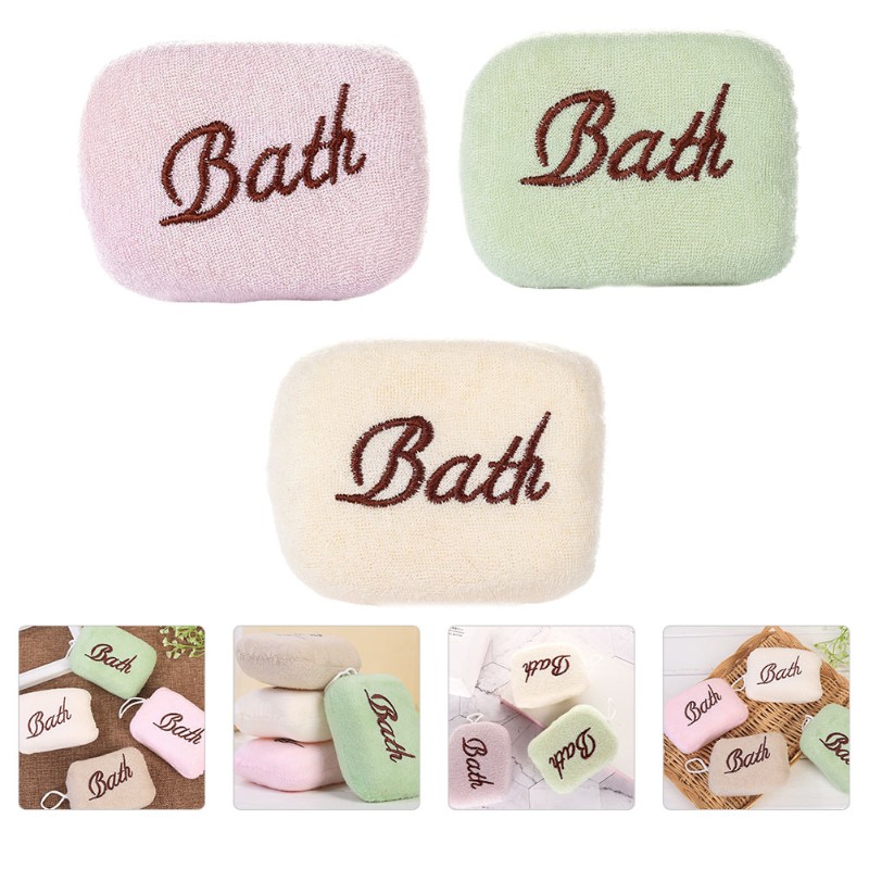 3pcs Baby Bath Sponges Kits Badh ToweHls Infanw Washing Tote - 图0