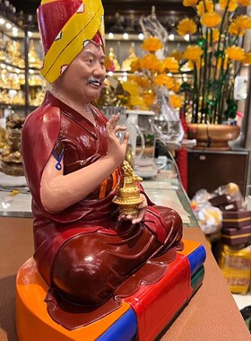 艾玛火 洛登堪布西藏藏传树脂材质高1尺彩绘佛像密宗供奉摆件