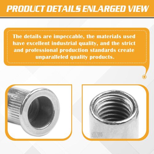 190pcs Aluminum Alloy Rivet Nuts M3 M4 M5 M6 M8 M10 Flat Hea - 图0