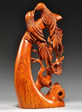 花梨木雕喜上眉梢摆件家居客厅电视柜装饰根雕工艺品新婚乔迁送礼