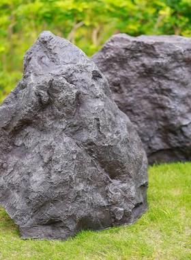 仿真黑石景观户外假山石头道具井盖石园林布置造景装饰落地摆件