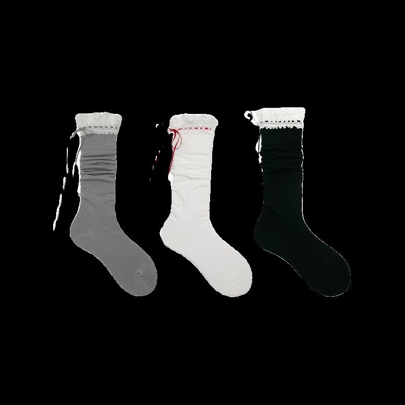 B&U送四色丝带!白色花边袜女蕾丝拼接小腿袜韩系少女甜美小众春,淘宝优惠券,粉丝福利购,淘宝优惠卷