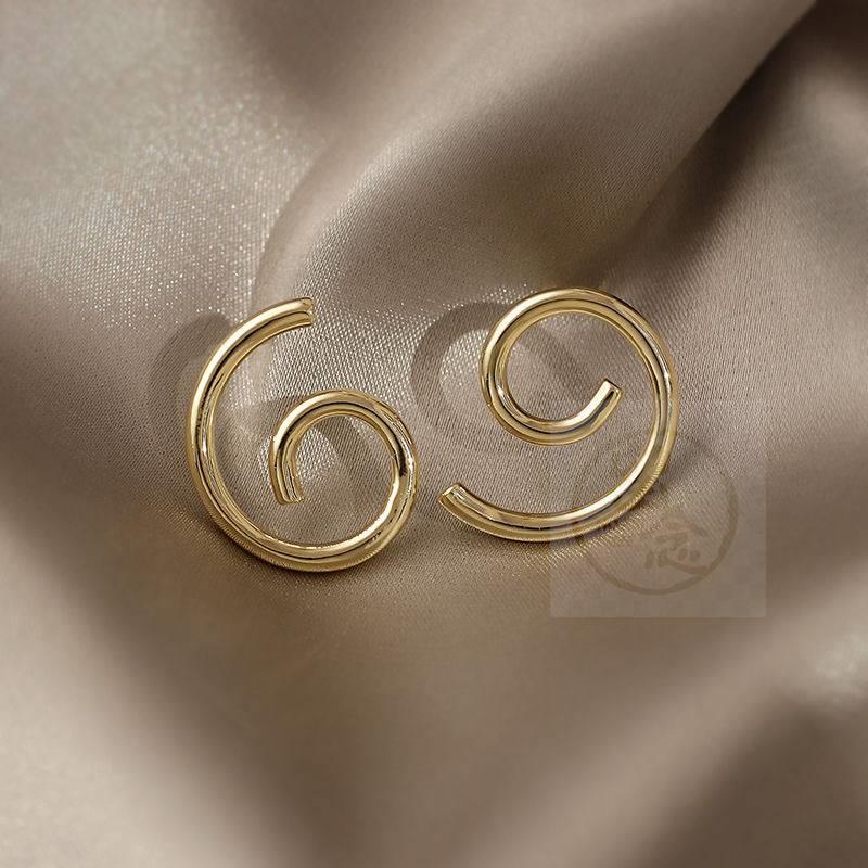 速发-Vintage Port style simple spiral earrings in Metal Fash - 图0