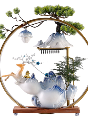 现代简约流水生财摆n件办公室客厅桌面循环水家居玄关装饰招财礼