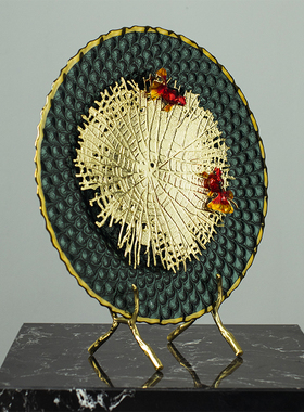 高档如鱼得水装饰盘子p摆件摆盘看盘客厅样板房玄关书柜装饰工艺